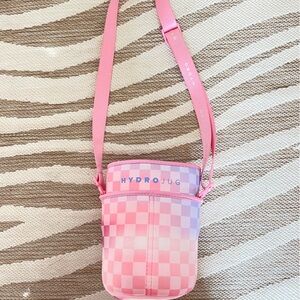 HydroJug Pink Checkerboard Crossbody Bottle Carrier